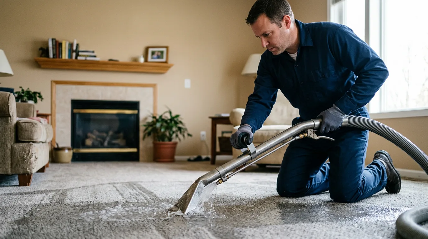 Water damage restoration technician working near Nelsonville, WI